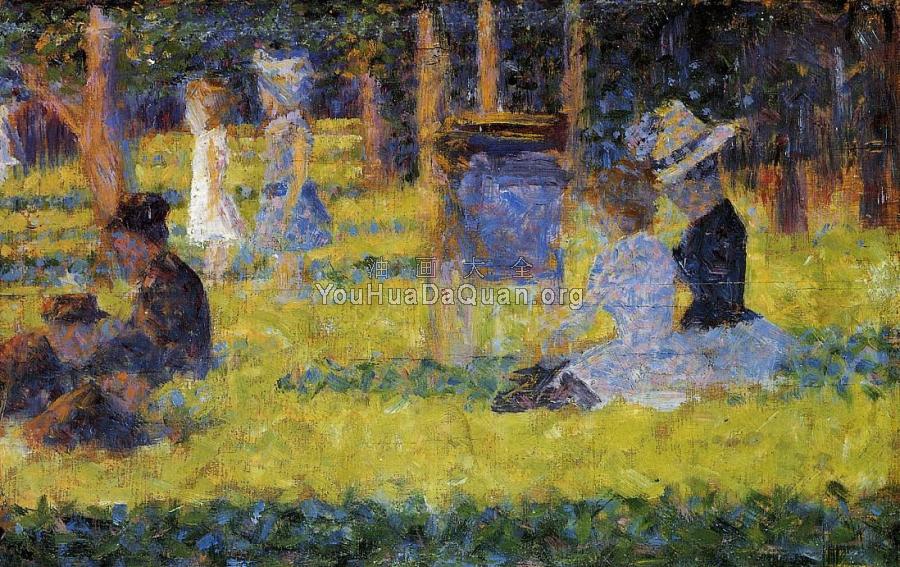 La Grande Jatte, Woman Seated and Baby Carriage - 乔治·修拉